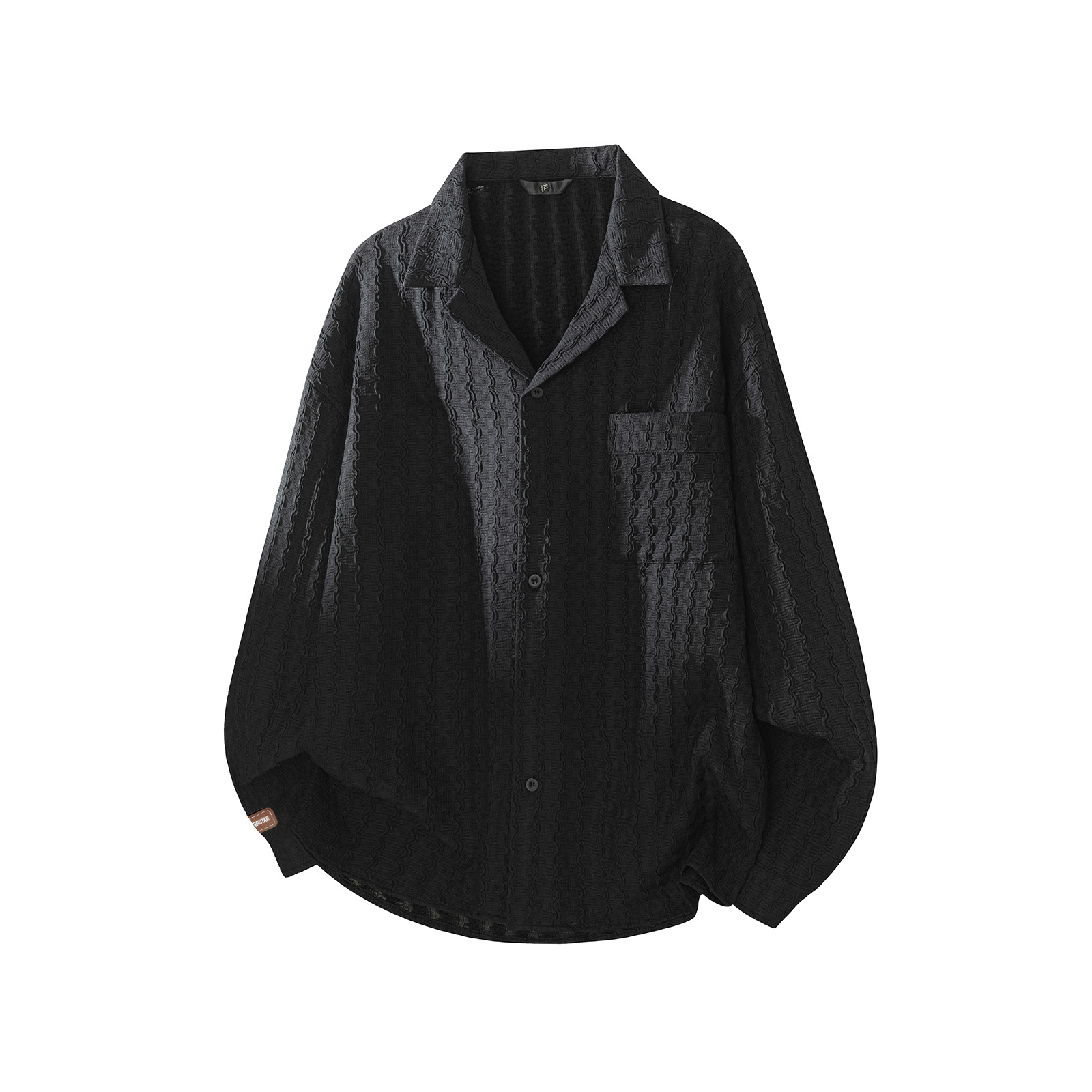 

Рубашка Unisex Lapel Moderate WARRIOR, черный[free diy badge]