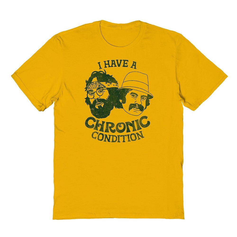 

Мужская футболка с рисунком Cheech & Chong Chronic Condition Licensed Character, золотой