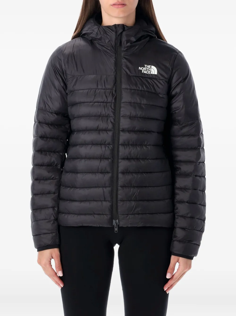 

Стеганое пальто с капюшоном The North Face, черный