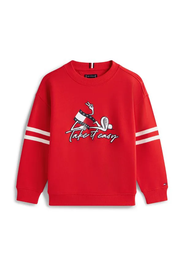 Толстовка из махровой ткани с рисунком волнистого флага Tommy Hilfiger, Rapid Red — фото 4