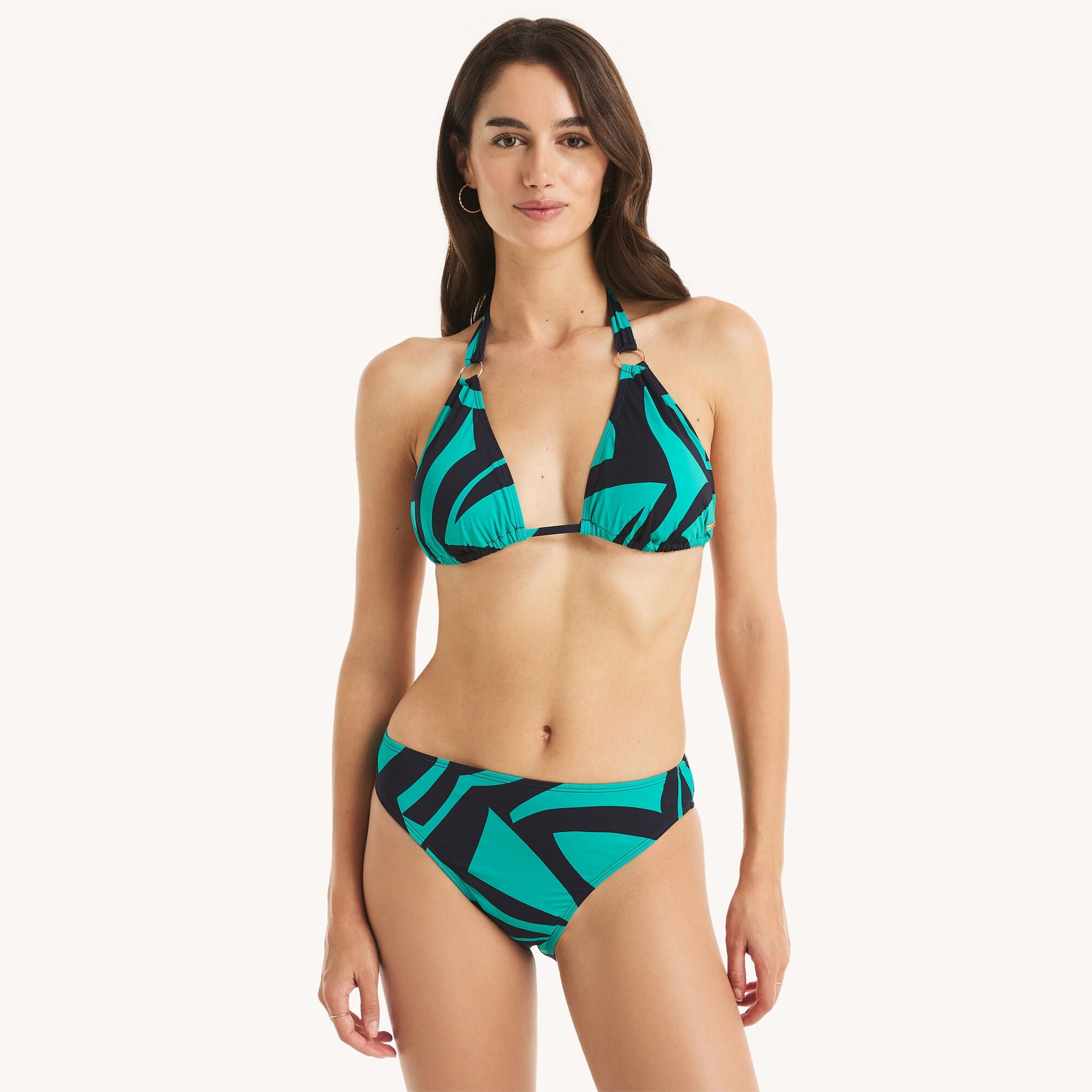 

Nautica Женский принтованный треугольный топ для купальника, зеленый