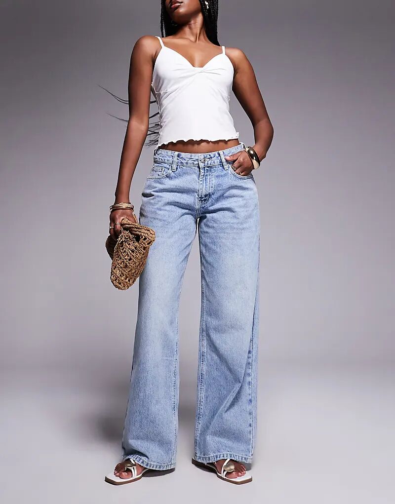 

Джинсы Princess Polly Serenitia со средней посадкой и широкими штанинами, синего цвета