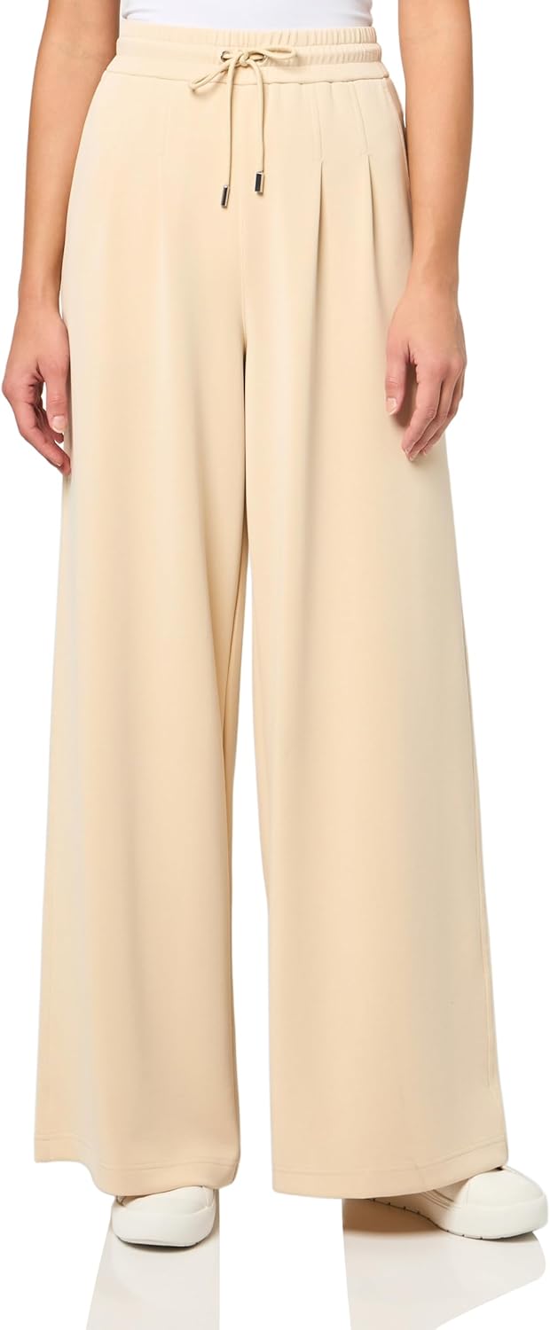 

BOSS Женские брюки с мягкими складками и широкими штанинами из джерси, Light Beige