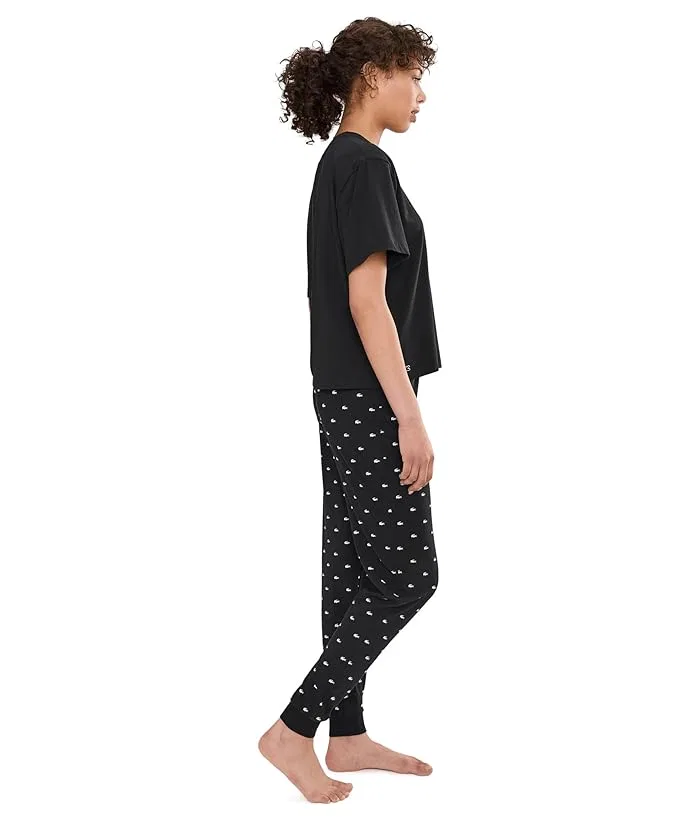Пижамный комплект Lacoste Black/White, с принтом крокодила — фото 3
