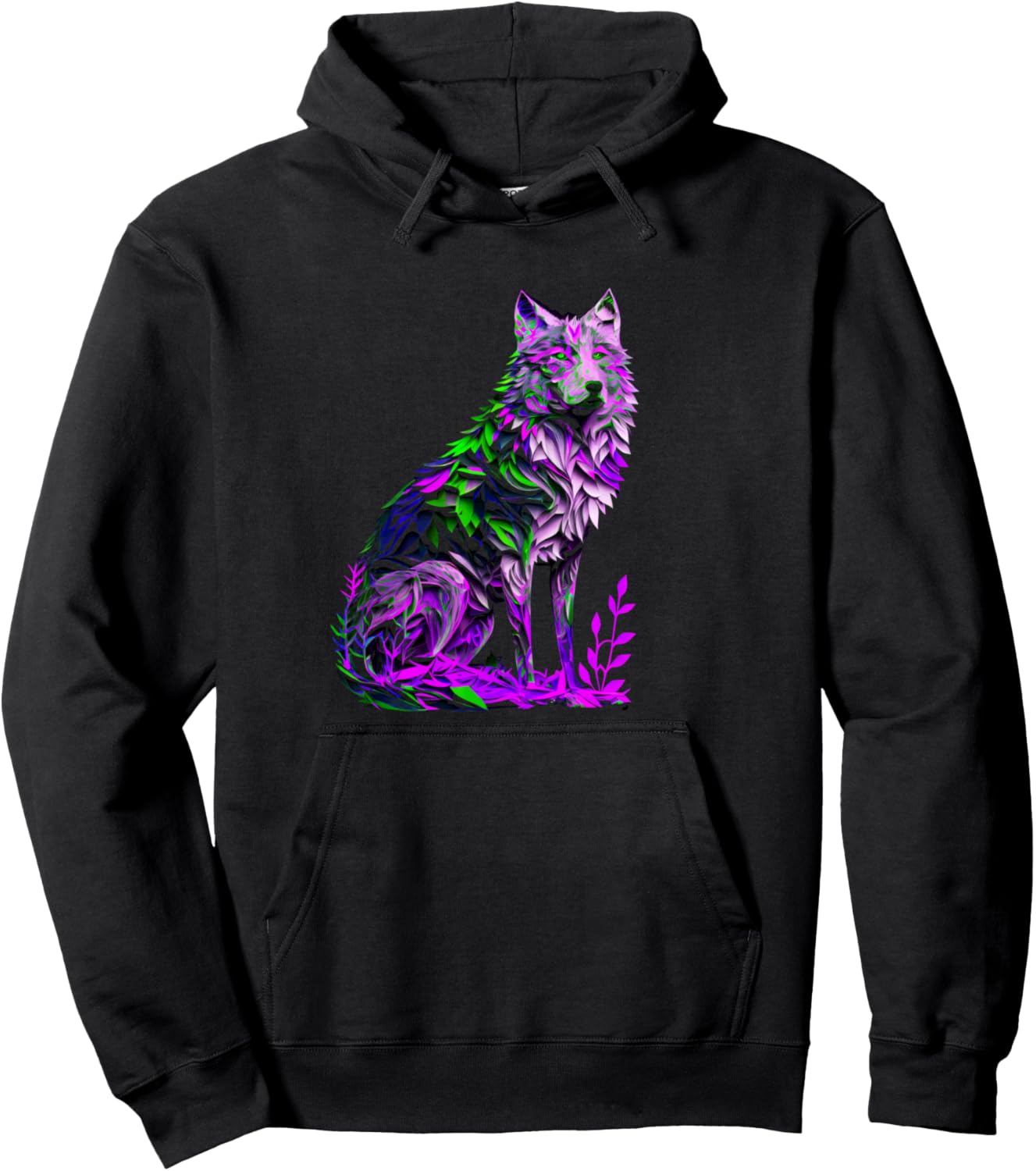 

Красочная толстовка с изображением волка Colorful Artistic Wolf Nature Spirit, черный