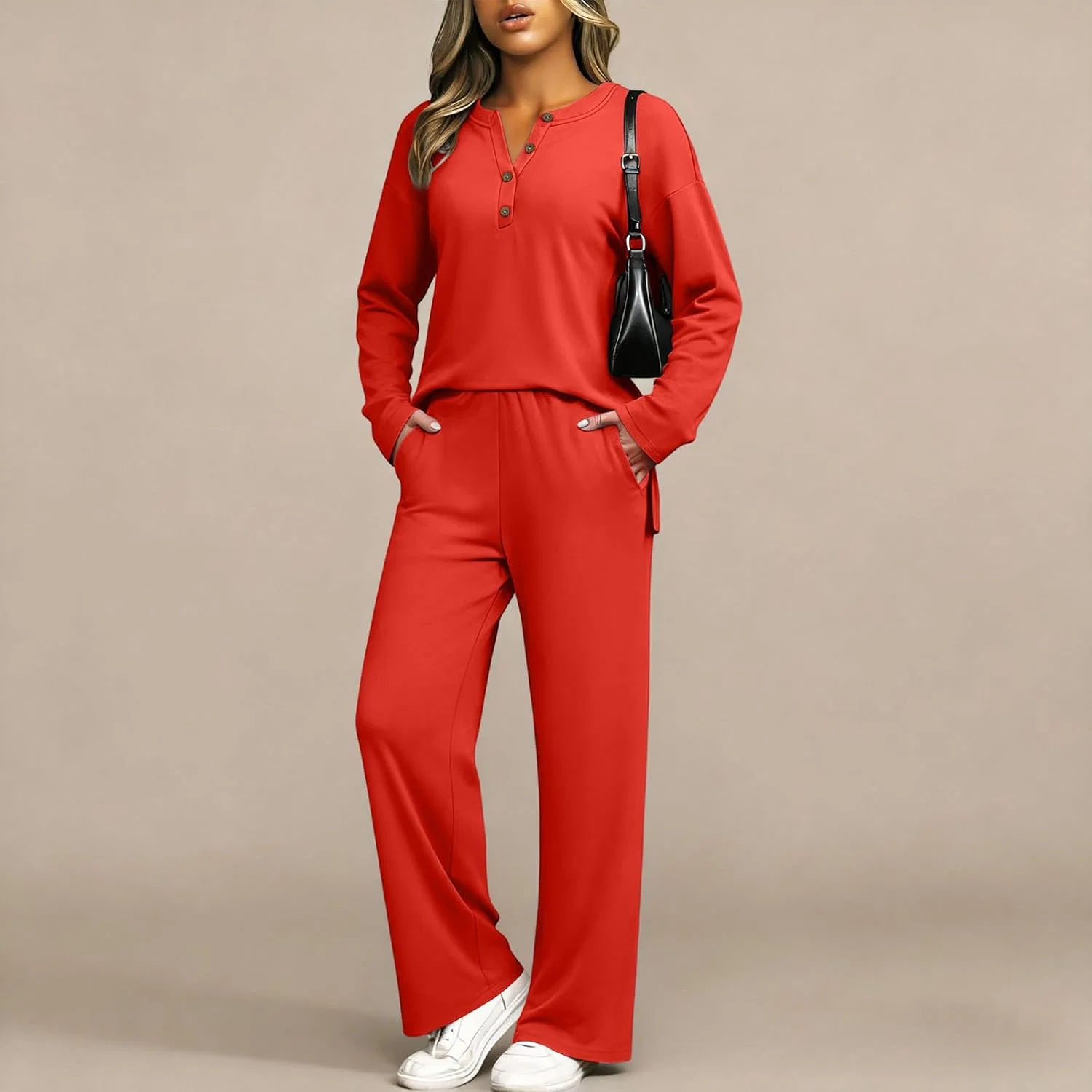 Спортивный костюм женский V-образный вырез, Generic, 01-red — фото 2