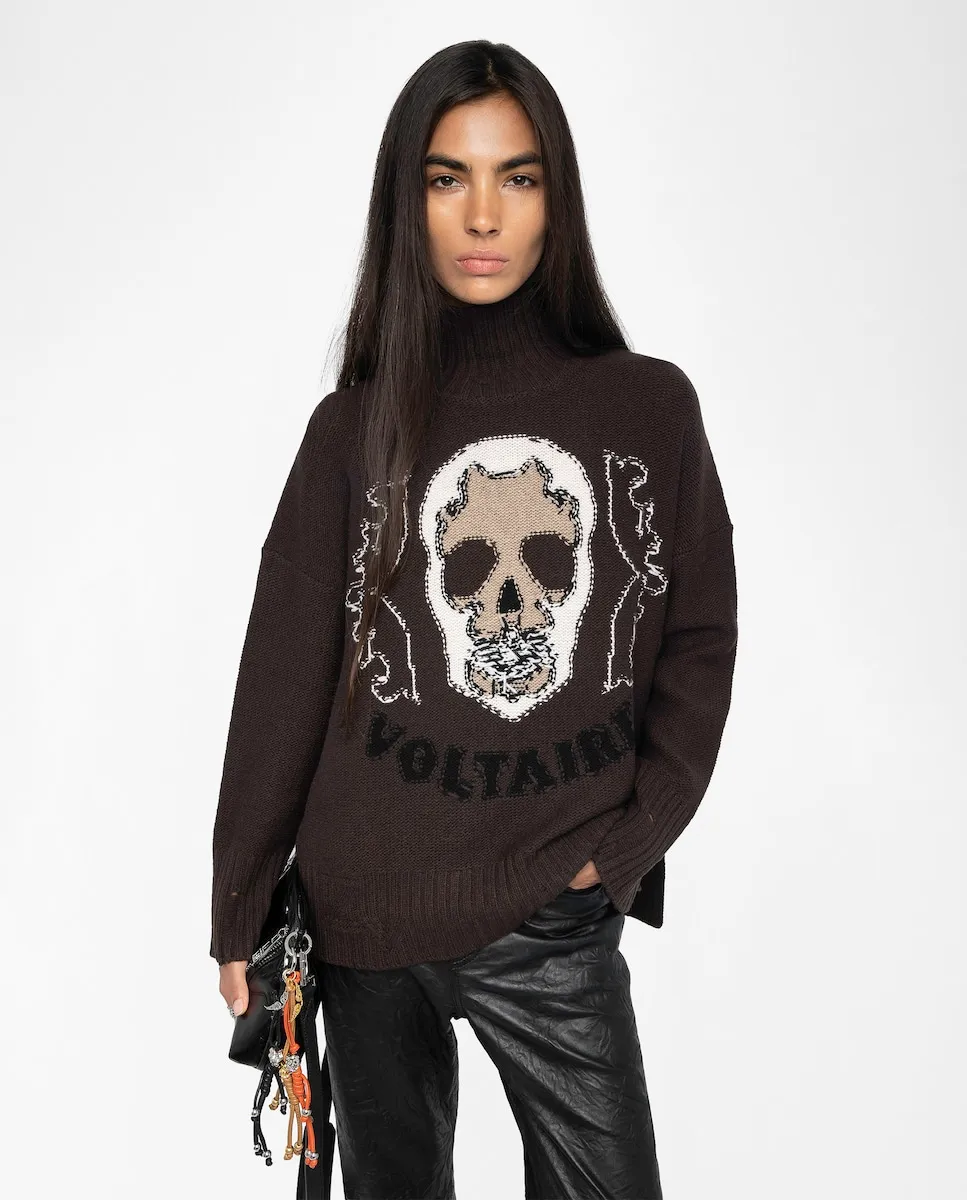 

Женский свитер Bleeza из 100% шерсти мериноса с высоким воротником Zadig & Voltaire, коричневый