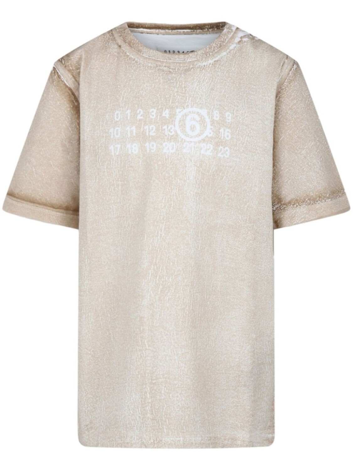 

MM6 Maison Margiela Kids футболка с принтом цифр и эффектом потертости, нейтральный цвет