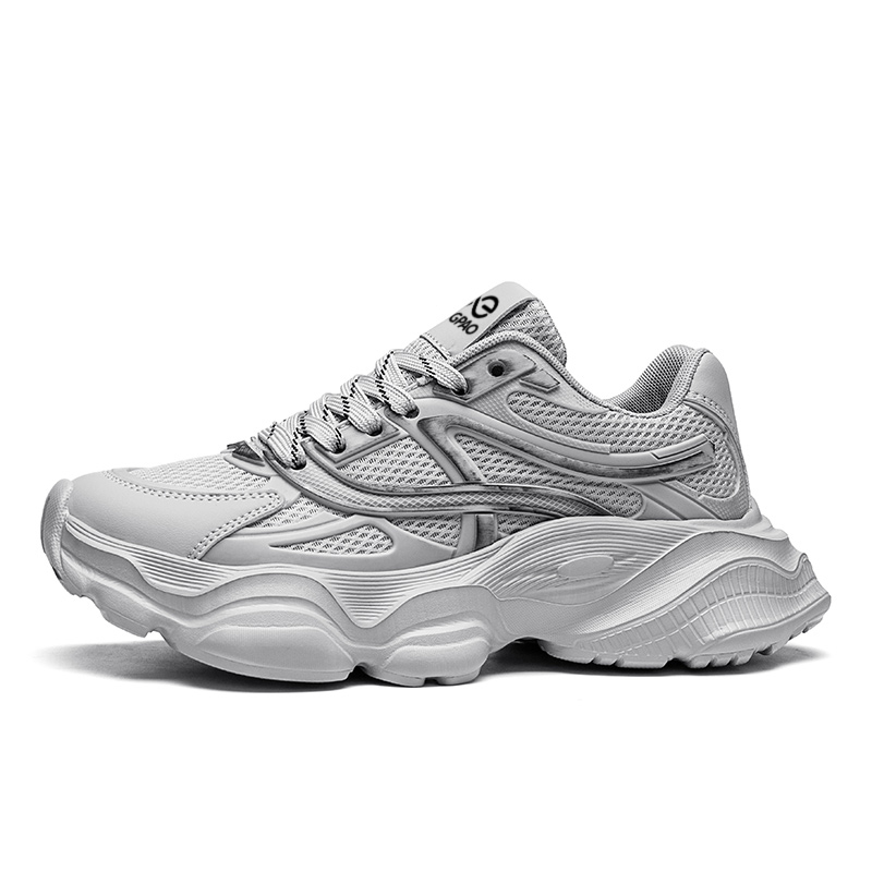 

LINGPAO Мужские низкие массивные кроссовки серебристо-серые, цвет Silver Gray