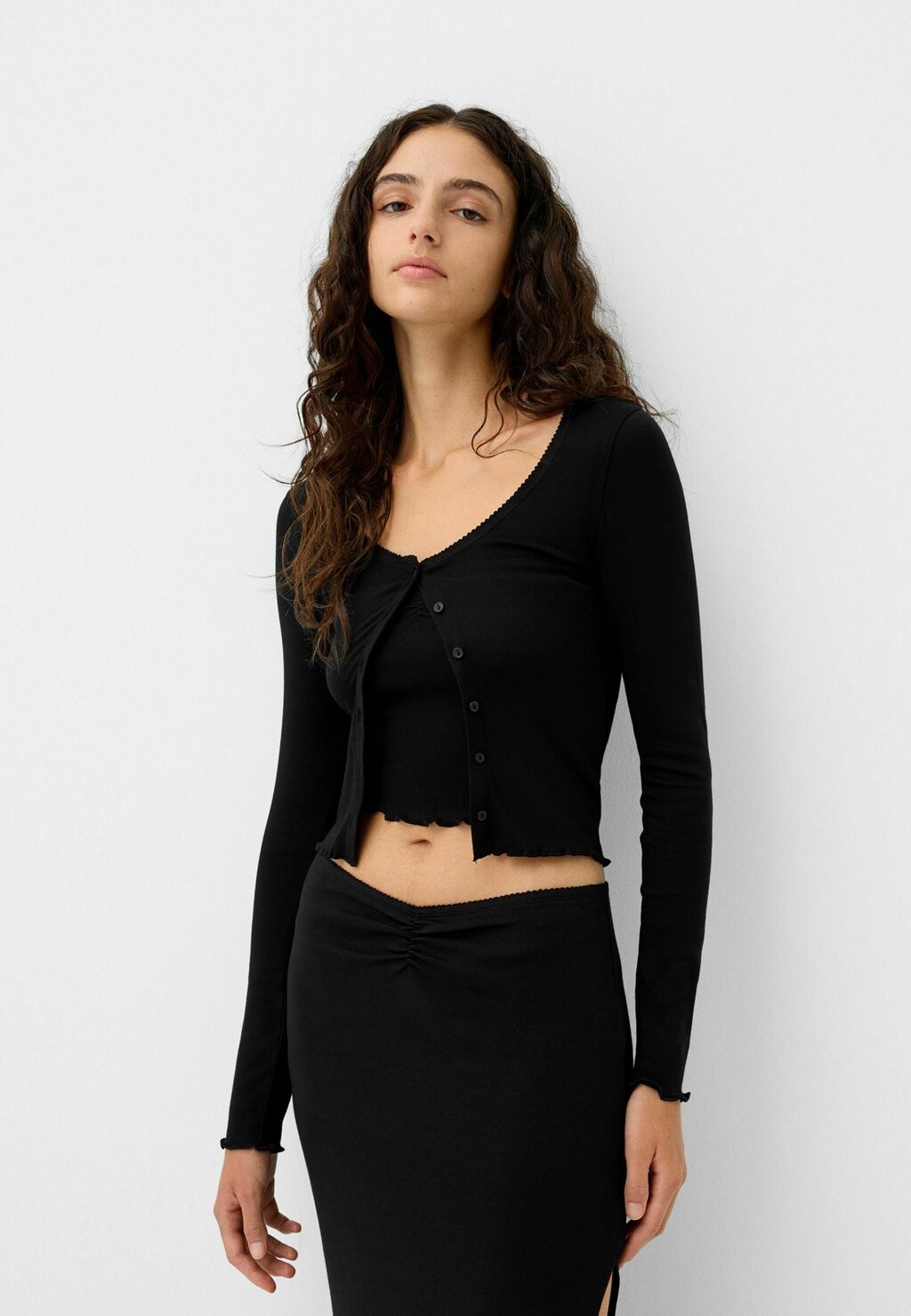 

Кардиган LONG SLEEVE Bershka, черный