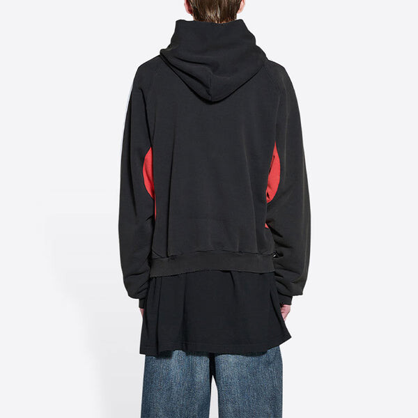 Толстовка x adidas fleece hoodie slim fit 'black red' Balenciaga, черный — фото 4