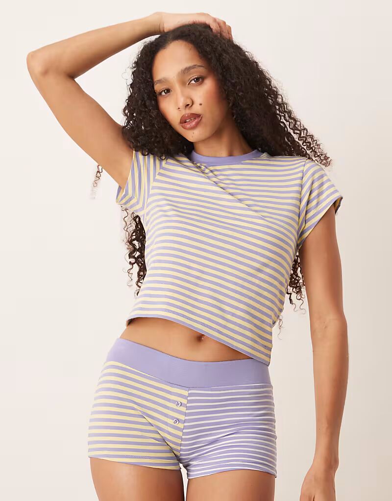 

Боксеры-шорты ASOS DESIGN mix & match в полоску фиолетового и желтого цветов