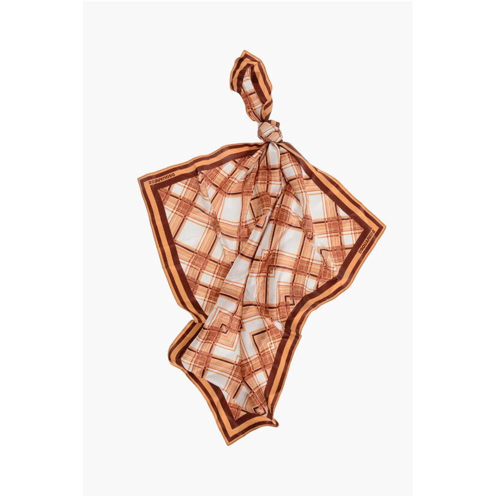 

Клетчатый шелковый фуляр Dsquared2, Orange