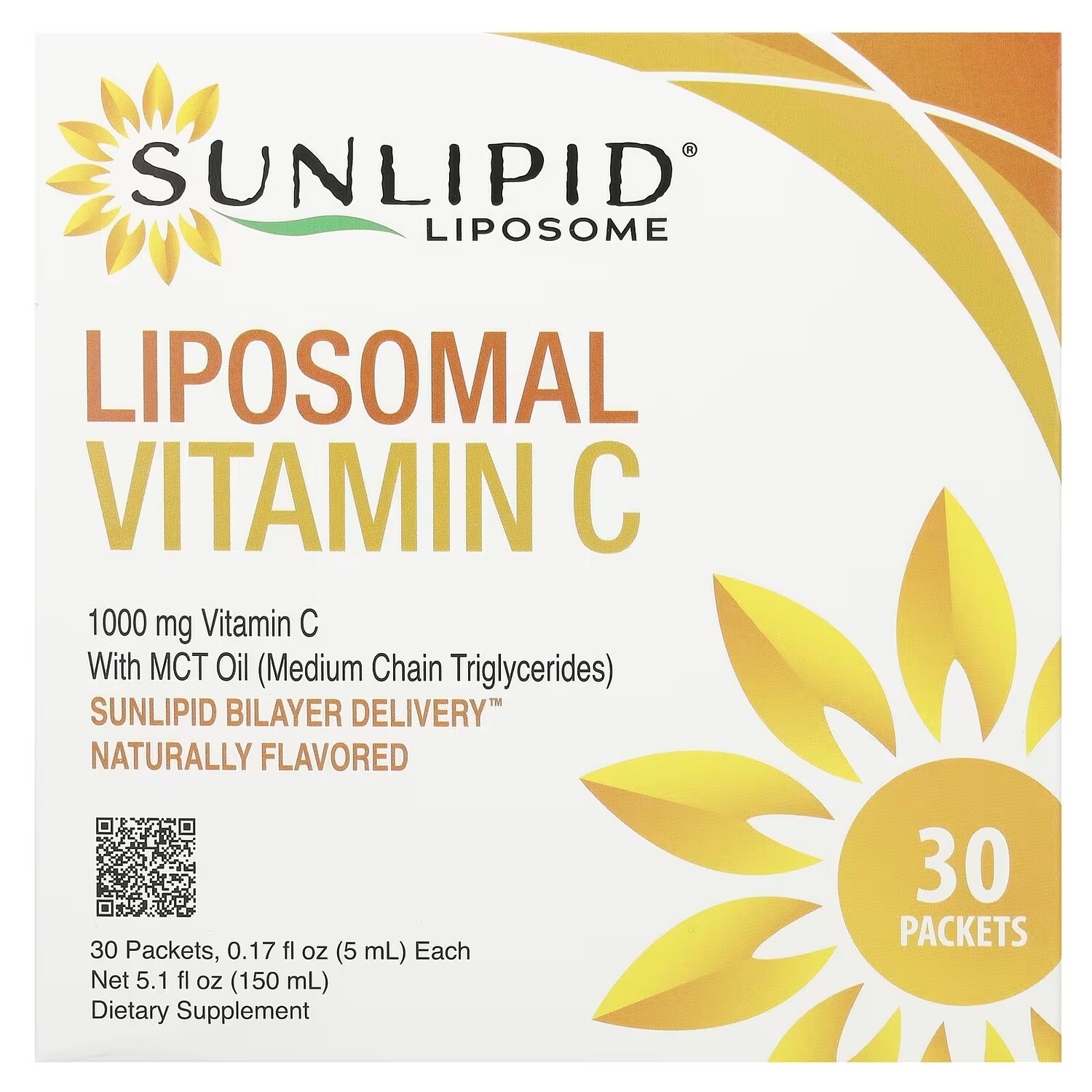 

Липосомальный витамин С Sunlipid с маслом MCT, 30 пакетов по 0,17 жидкой унции (5 мл) каждый
