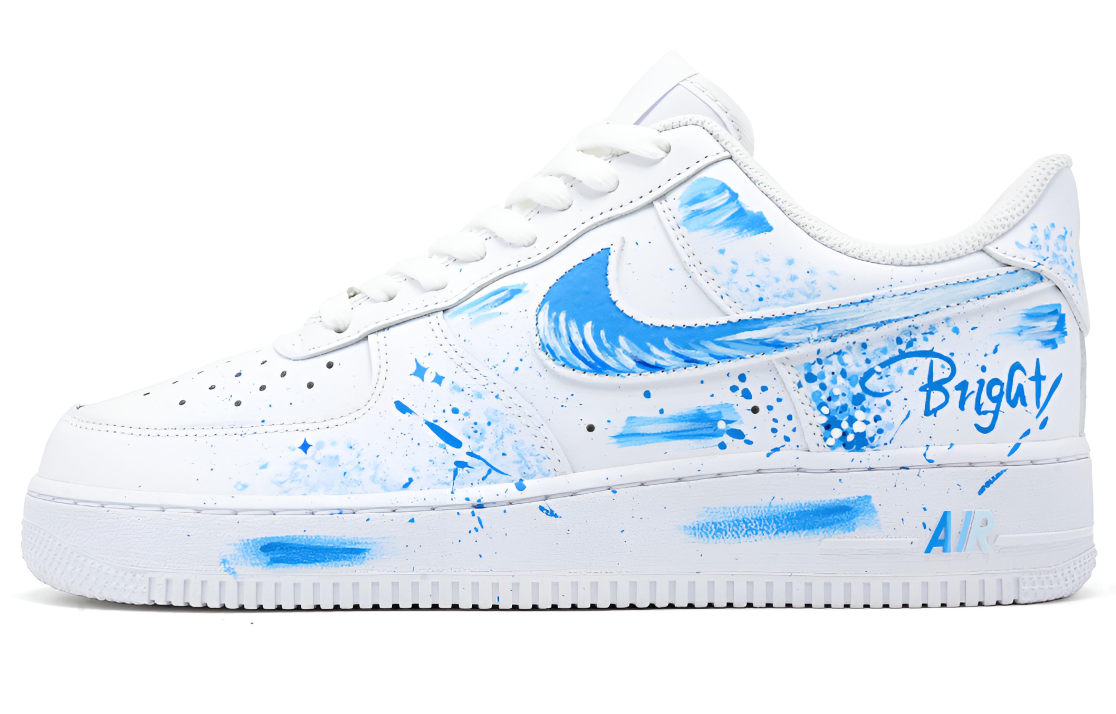 Nike Кроссовки для скейтбординга Air Force 1 Fun Graffiti Slip Resistant Low top для подростков бело-синие — фото 3