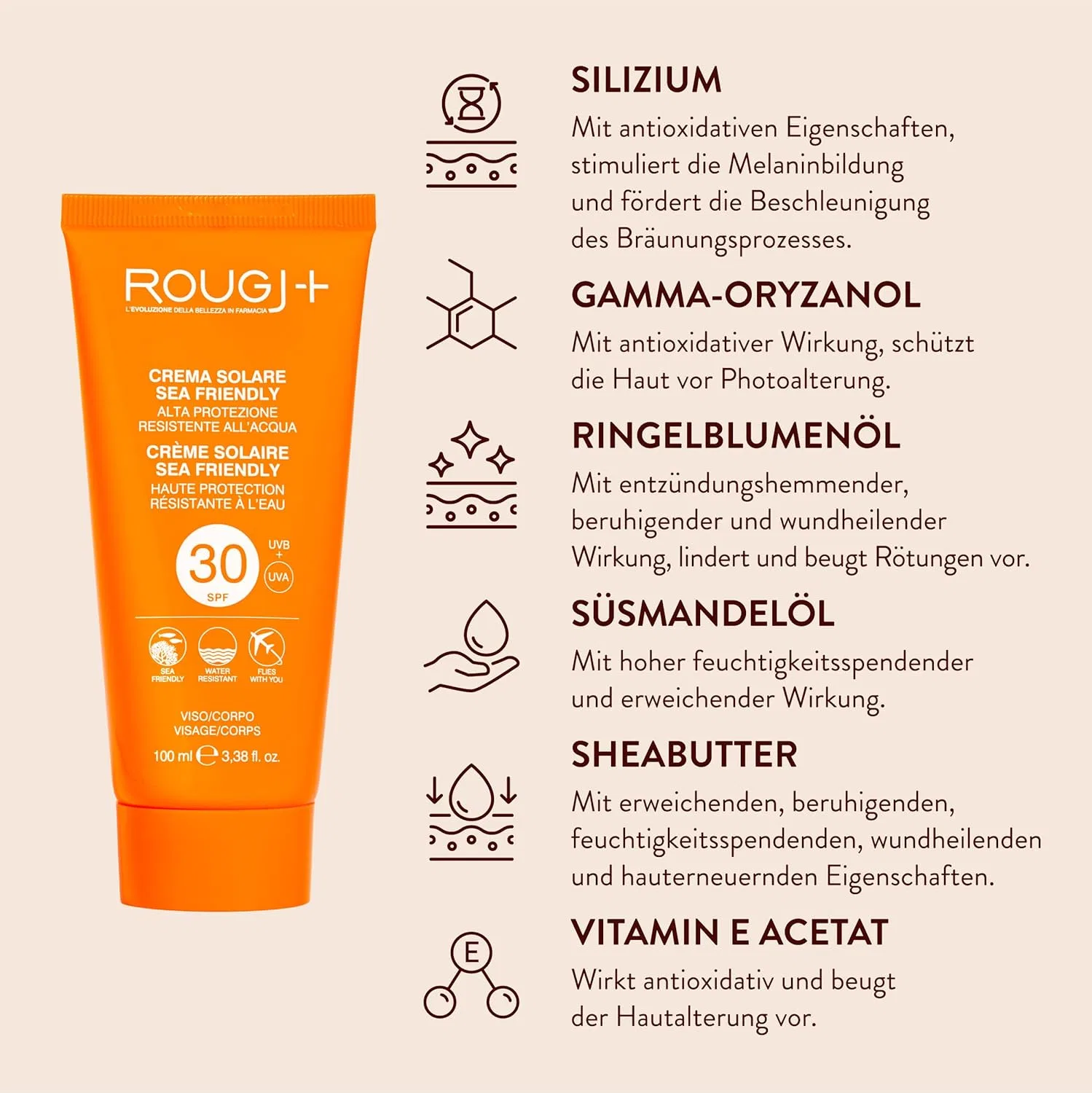 Солнцезащитный крем SPF 30 для лица и тела 100 мл от Rougj Rougj, 30Spf 100Ml — фото 2