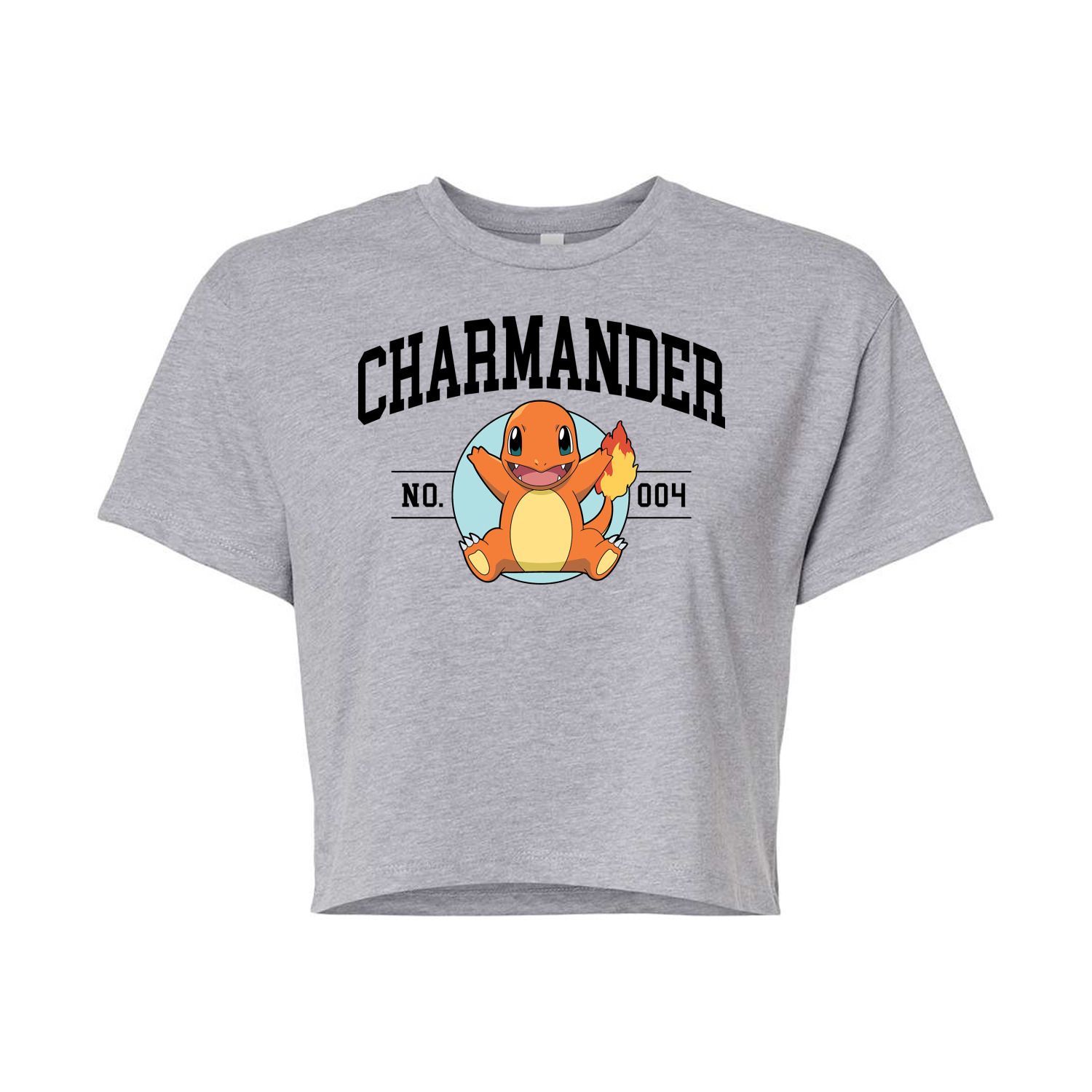 

Укороченная футболка с рисунком Pokémon Charmander 004 для юниоров Licensed Character, серый