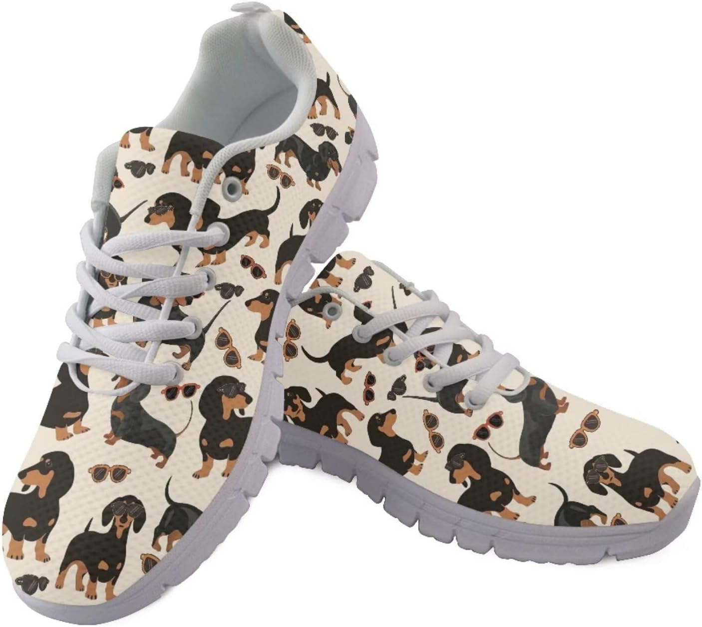 

Кроссовки для улицы Jeiento для женщин, мужчин и подростков, с нескользящей подошвой, модные сетчатые спортивные кроссовки для занятий в тренажерном зале и повседневной носки для девушек-подростков, Dachshund Wearing Glasses