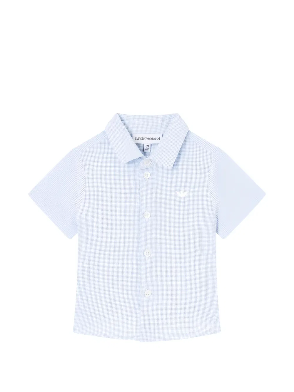 Рубашка из сирсакера в клетку Emporio Armani Kids, синий