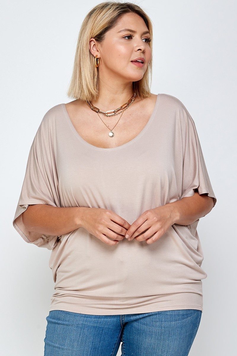 

Однотонный трикотажный топ со струящимся силуэтом FASHNZFAB, цвет sand