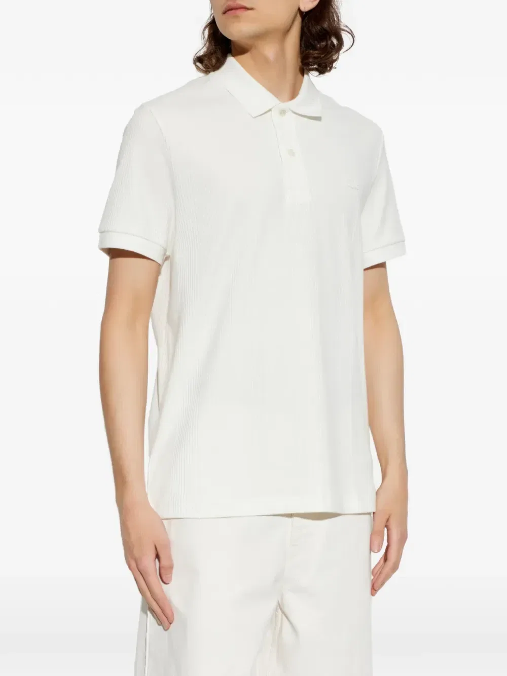 Поло из трикотажа в рубчик с логотипом-нашивкой Lacoste, белый — фото 3