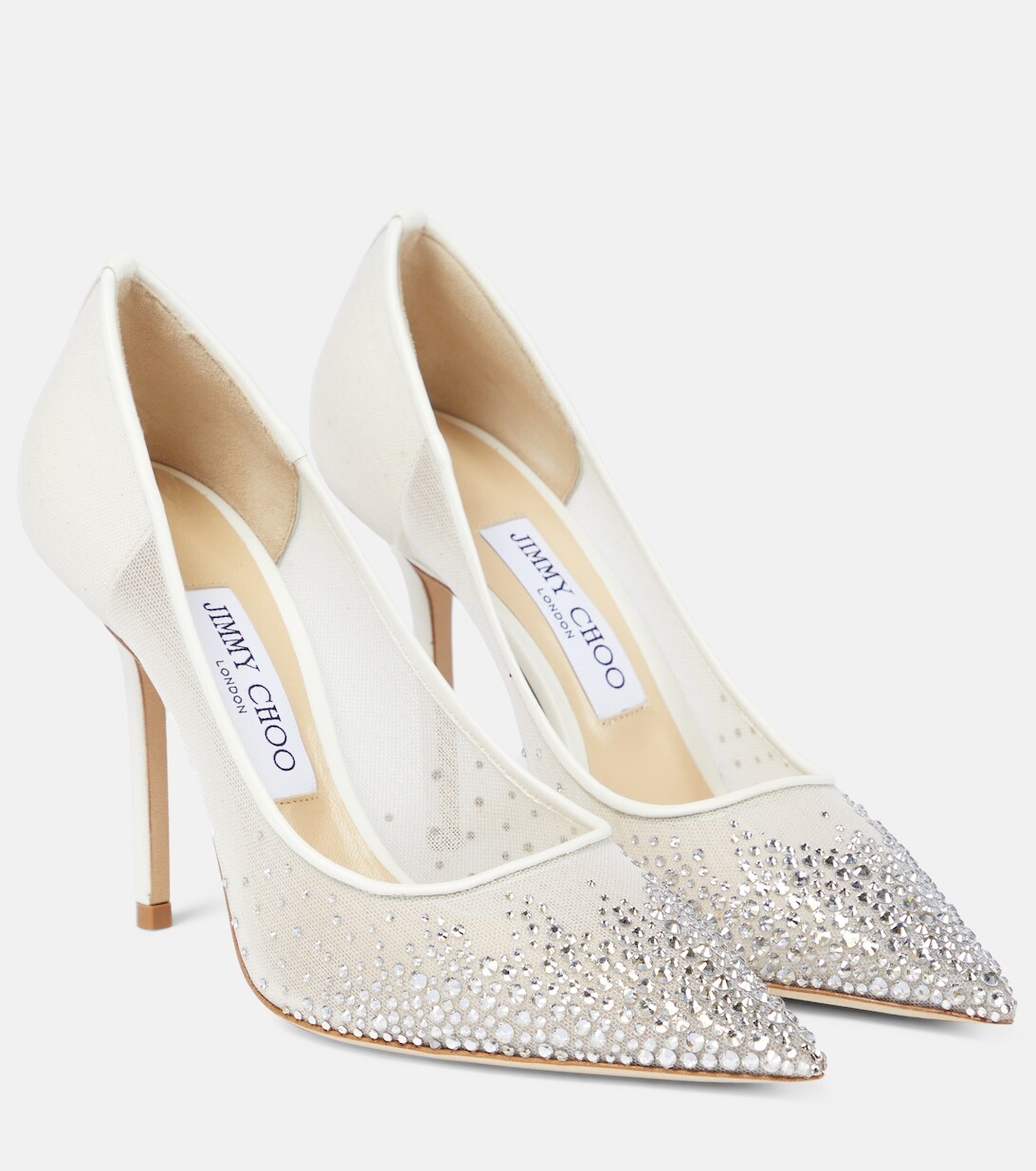 Туфли-лодочки Love 100 с кристаллами Jimmy Choo, белый