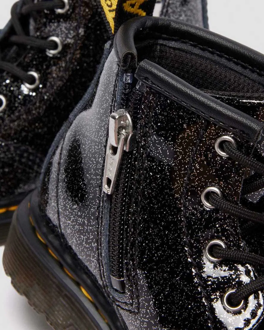 Детские лакированные ботинки 1460 с блестками Dr Martens, черный — фото 2