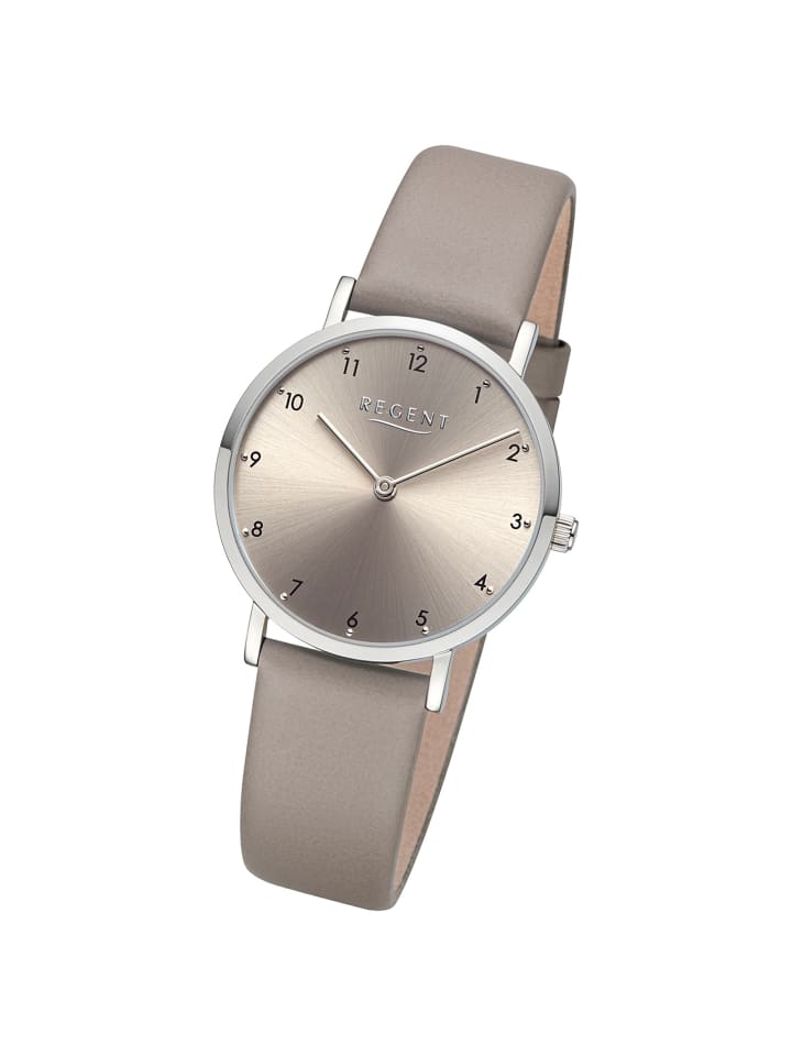 

Аналоговые наручные часы Regent с бежевым кожаным ремешком, средний размер (примерно 32 мм)