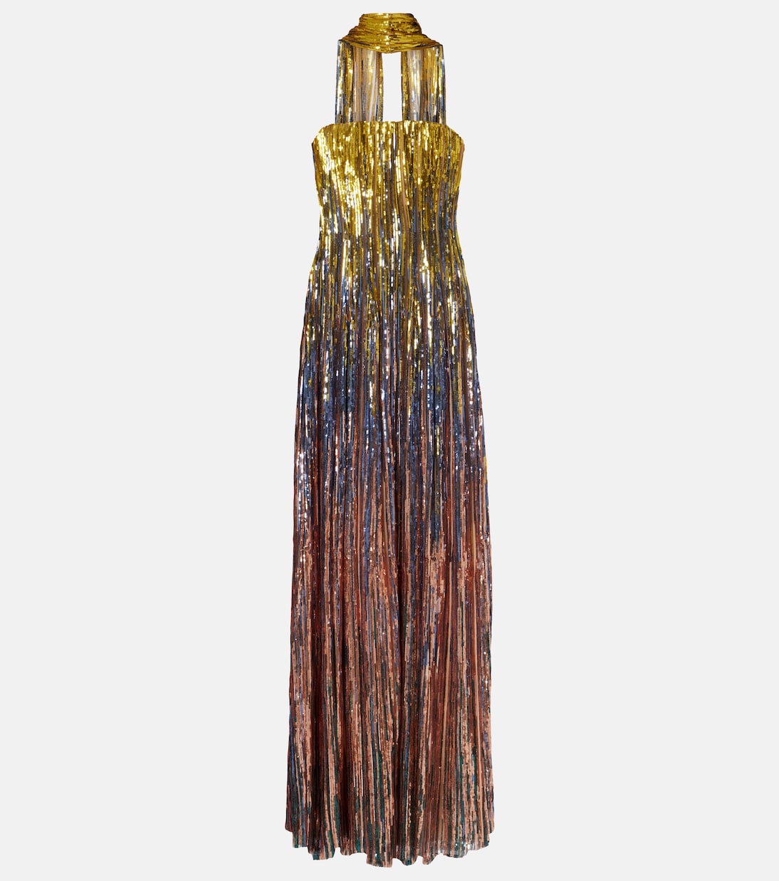 

Платье без бретелек с пайетками и шарфом Elie Saab, разноцветный