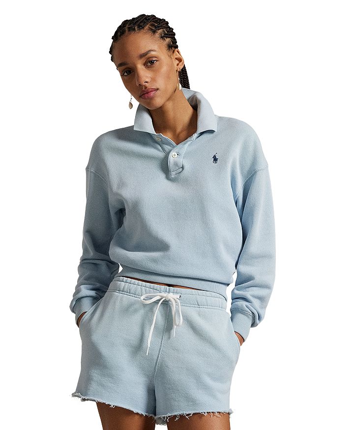 

Облегченная флисовая поло с длинным рукавом Ralph Lauren, синий