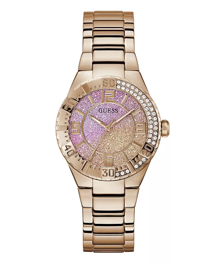 

Женские часы аналоговые с позолотой розового оттенка, корпус из нержавеющей стали, 36 мм GUESS