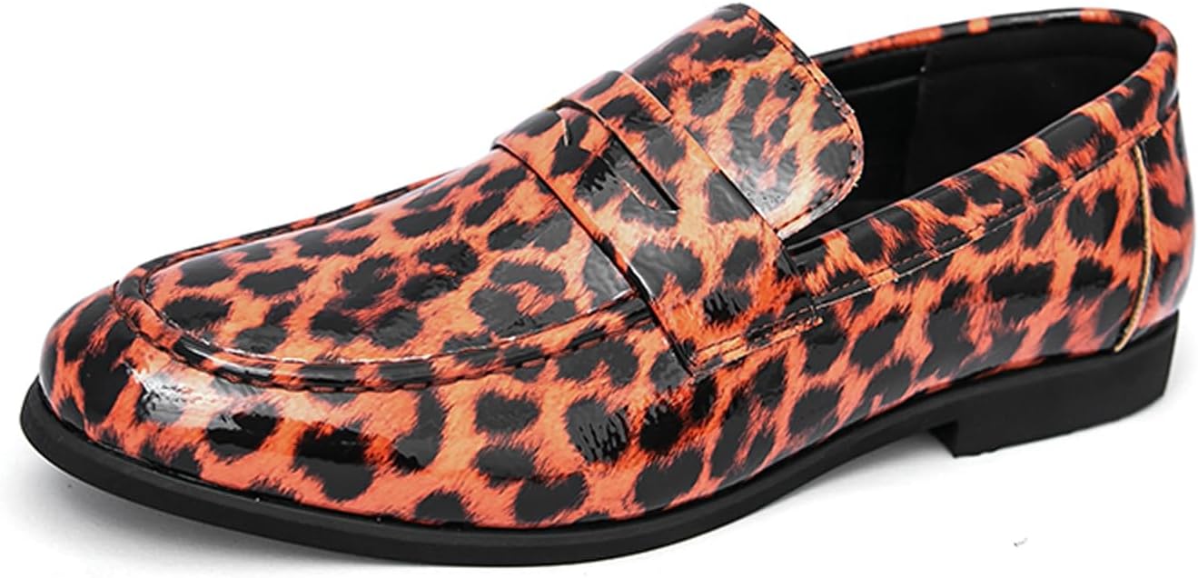 

Мужские лоферы с леопардовым принтом, повседневные кожаные слипоны с заостренным носком, туфли смокинг Fliozy, коричневый