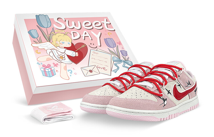 

Кроссовки Nike Dunk Skateboard Shoes Women's Low-Top White Pink, Розовый, Кроссовки Nike Dunk Skateboard Shoes Women's Low-Top White Pink