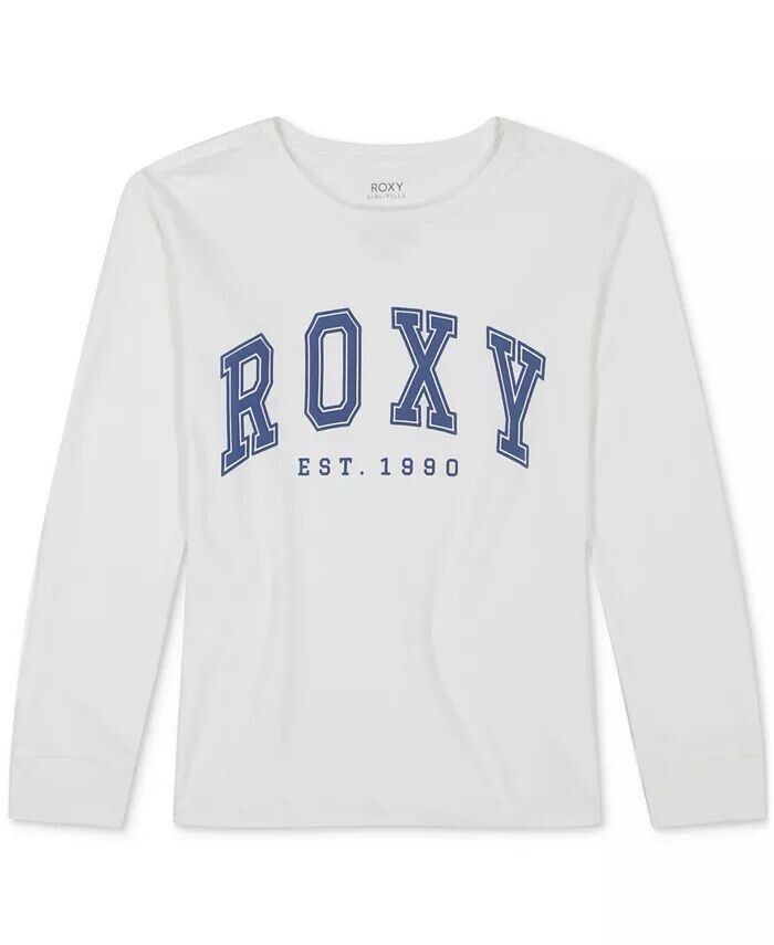 

Хлопковая футболка с длинными рукавами и логотипом Big Girls Collegiate Arch Roxy, белый