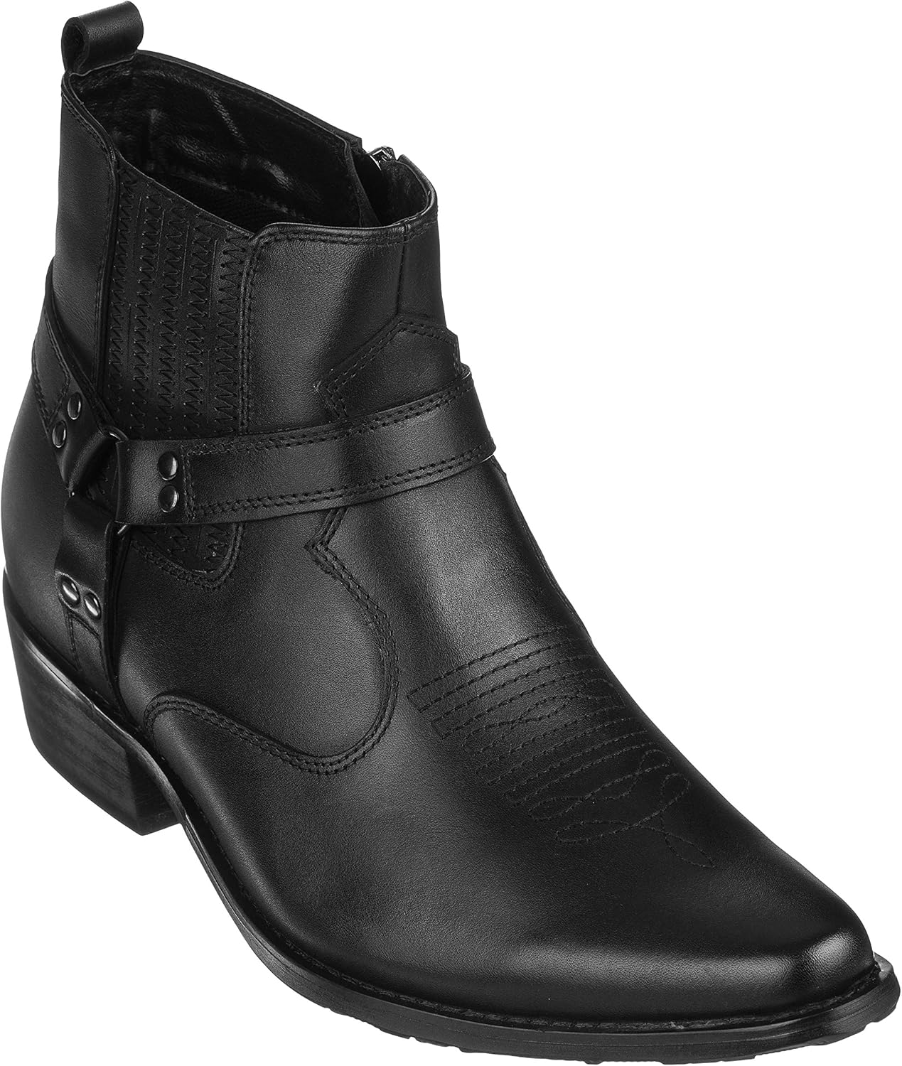 

Мужские невидимые ботинки-платформа CALTO - темно-коричневые премиальные кожаные ковбойские ботинки с молнией - увеличение роста на 8 см - T8113 - размер 10.5 D(M) US