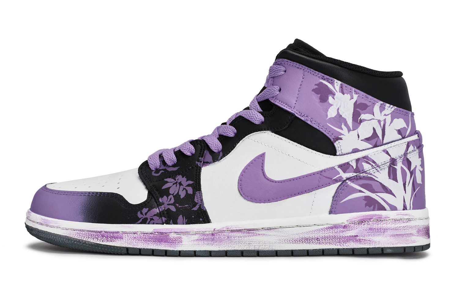 Jordan Air 1 Batik Mismatched High top детские баскетбольные кроссовки черный белый синий фиолетовый Unisex