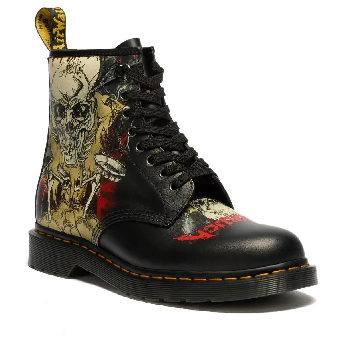 Dr.Martens Metallical x 1460 Skull Lightening Cow Leather Short Combat Boots Unisex Black — фото 3