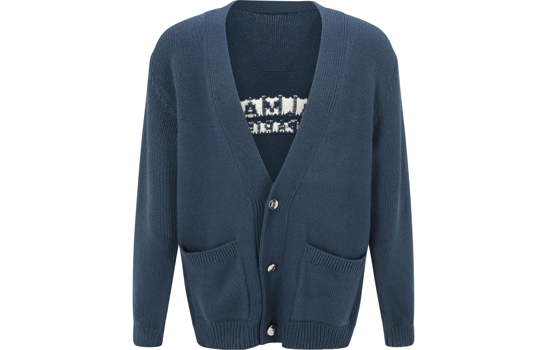 

BALMAIN Трикотажный кардиган для мужчин с V-образным вырезом, синий