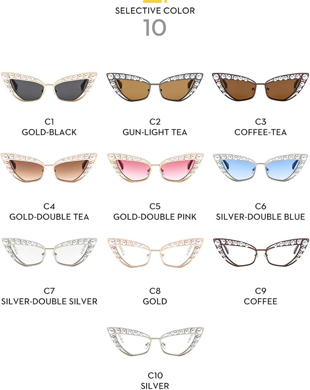 

Солнцезащитные очки Willochra Fashion Diamond Cat Eye для женщин и мужчин в стиле панк с металлической оправой и жемчужными вставками, модные солнцезащитные очки UV400, C5