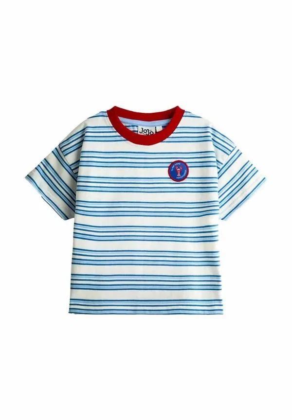 Футболка Regular fit, Jojo Maman Bébé, принт-аппликация, синяя полоска с лобстером
