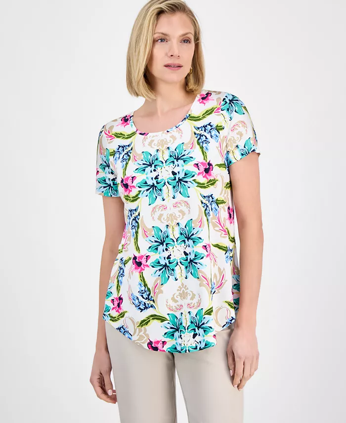 

Петит топ с коротким рукавом Bali Escape JM Collection, желтый