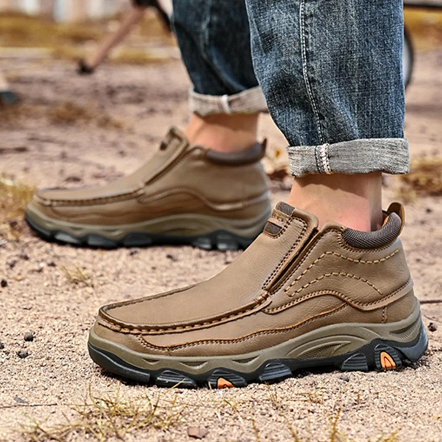 Лоферы мужские из натуральной кожи, Khaki SywzX&xfybz — фото 2