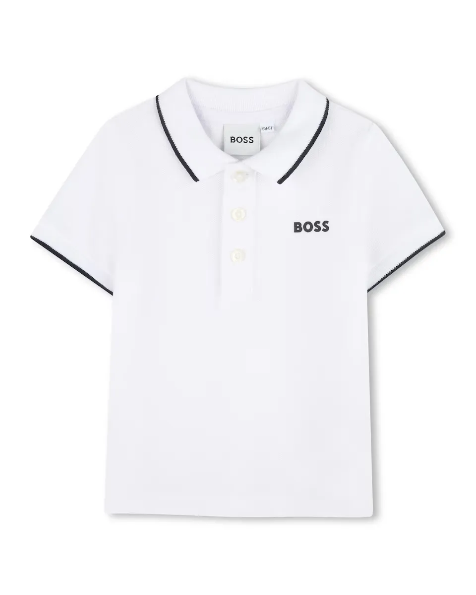 

Рубашка поло для мальчика 100% хлопок с коротким рукавом BOSS Kidswear, белый