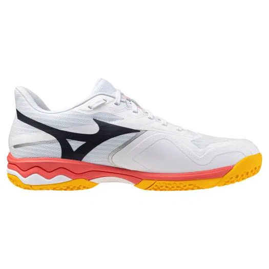 Теннисные кроссовки «Wave Exceed Court Wide OC» от Mizuno, White X Coral X Citrus — фото 3