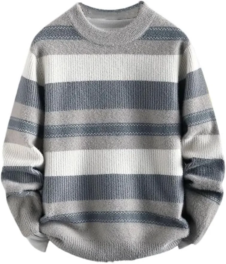 

Мужской полосатый пуловер с V-образным вырезом