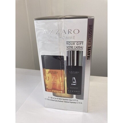 Парфюмерный набор для мужчин Azzaro Pour Homme Gift Set 3.4 Oz Eau De Toilette + 5.1 Spray Deo NIB SEALED — фото 2