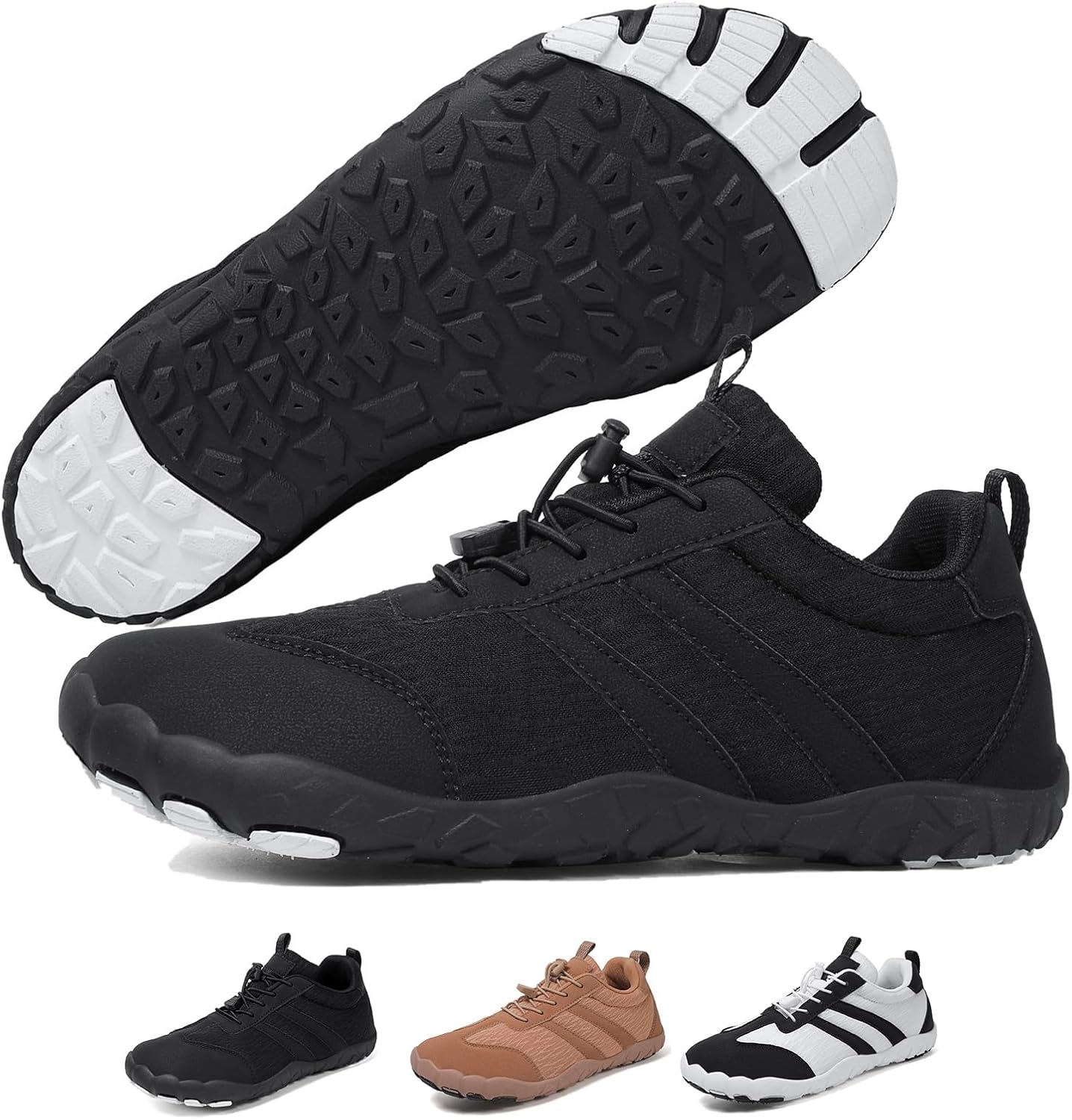 

Походные кроссовки для пеших прогулок для женщин и мужчин, унисекс, легкие, с широкой носковой частью, противоскользящие, для бега и спорта Feedmoo, черный