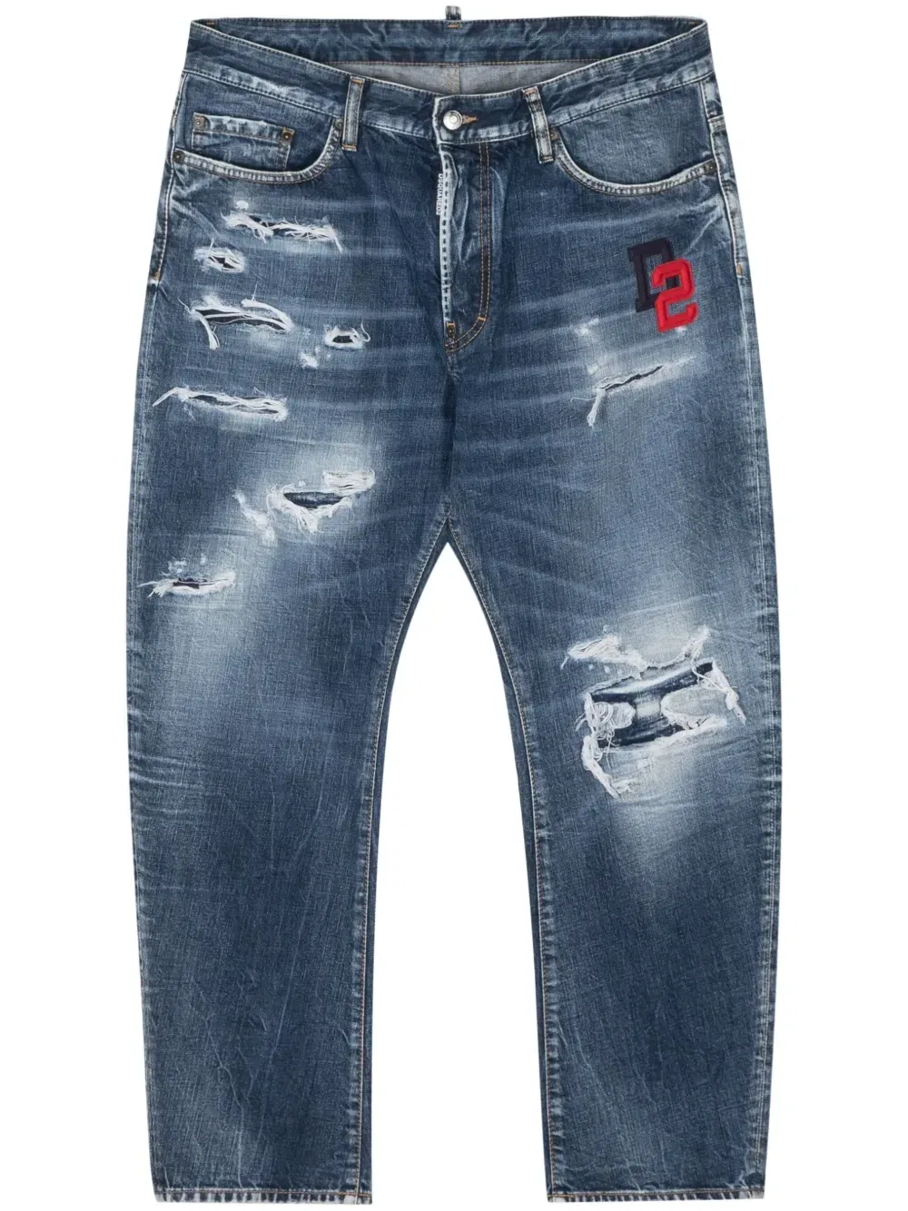Укороченные джинсы Bro с прорезями Dsquared2, синий