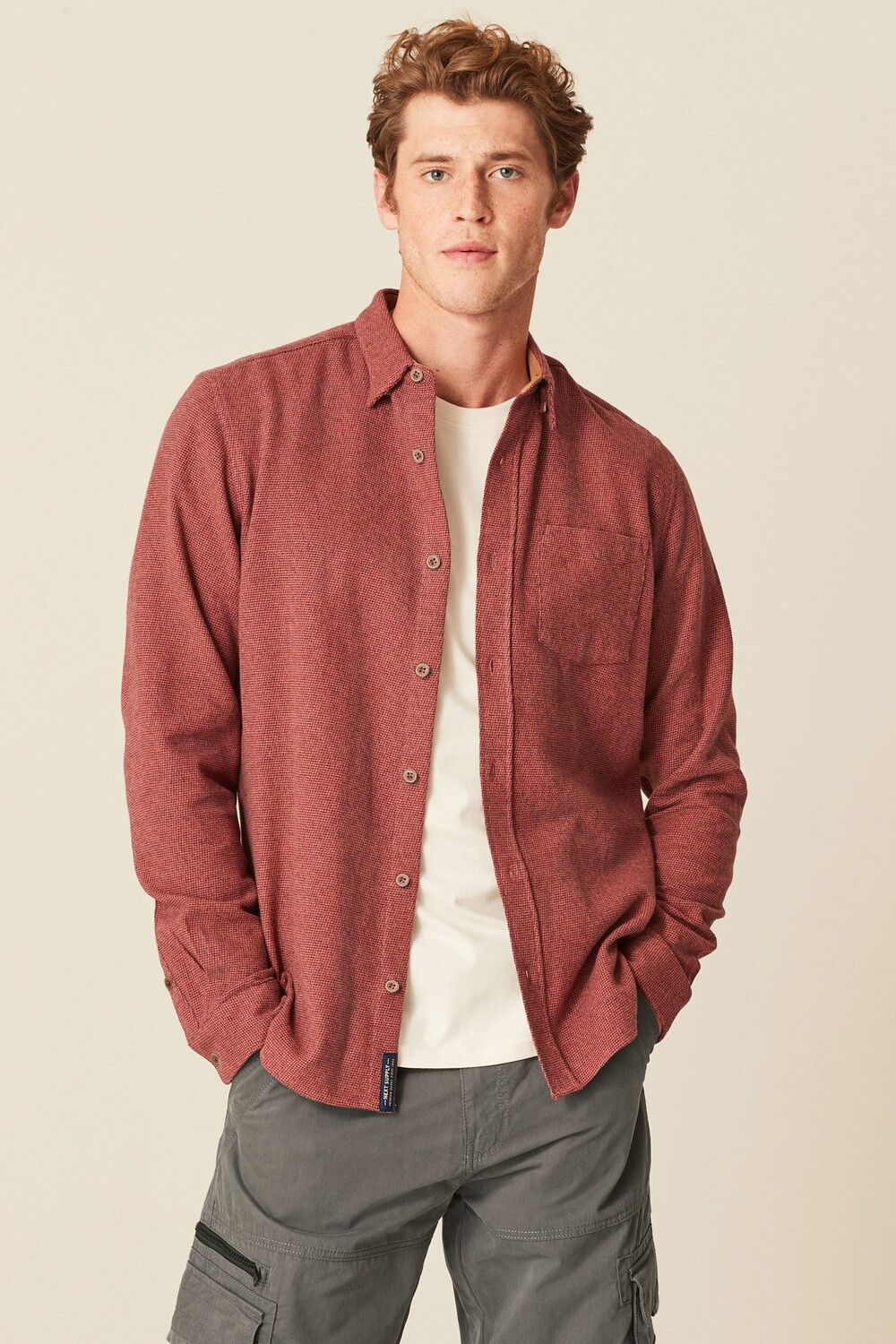 

Текстурная рубашка с длинными рукавами Next, коричневый