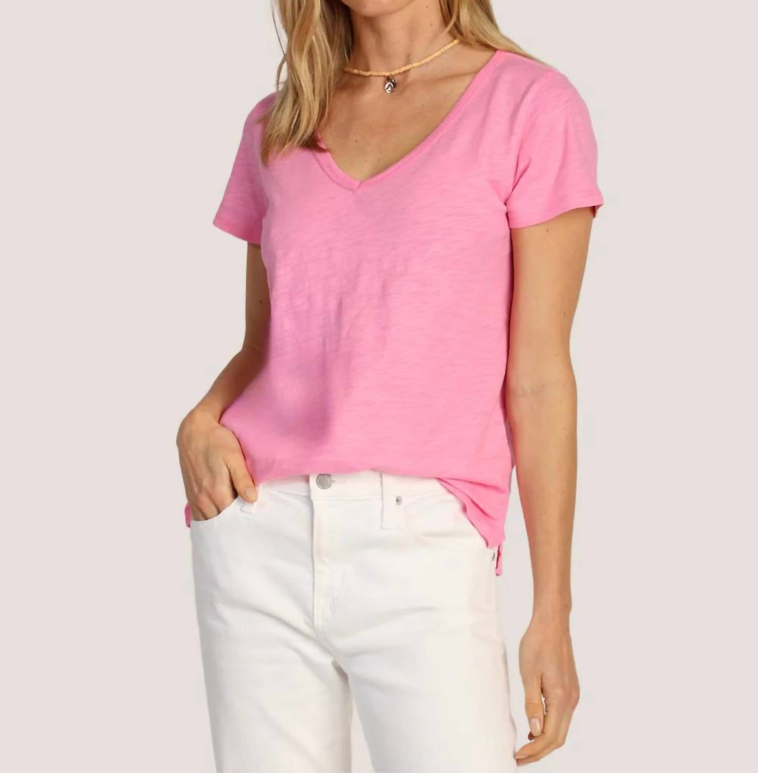 

Футболка с короткими рукавами и V-образным вырезом, клубничного цвета Dylan, Strawberry